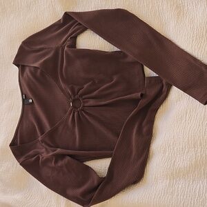 Long Sleeve Crop Top With Silver Detail